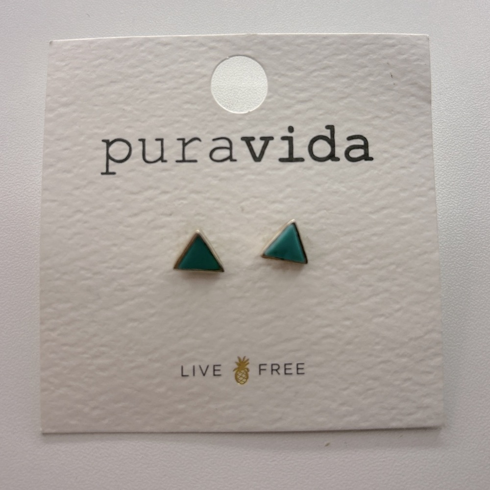 Pura Vida Gold and blue stud earrings
